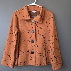 Habitat Circle Knit Retro Jacket Women's Size XS Brown Button Front Fall Casual